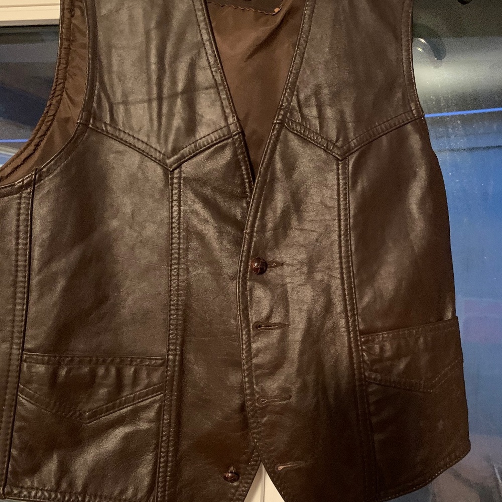 Brown leather vest
